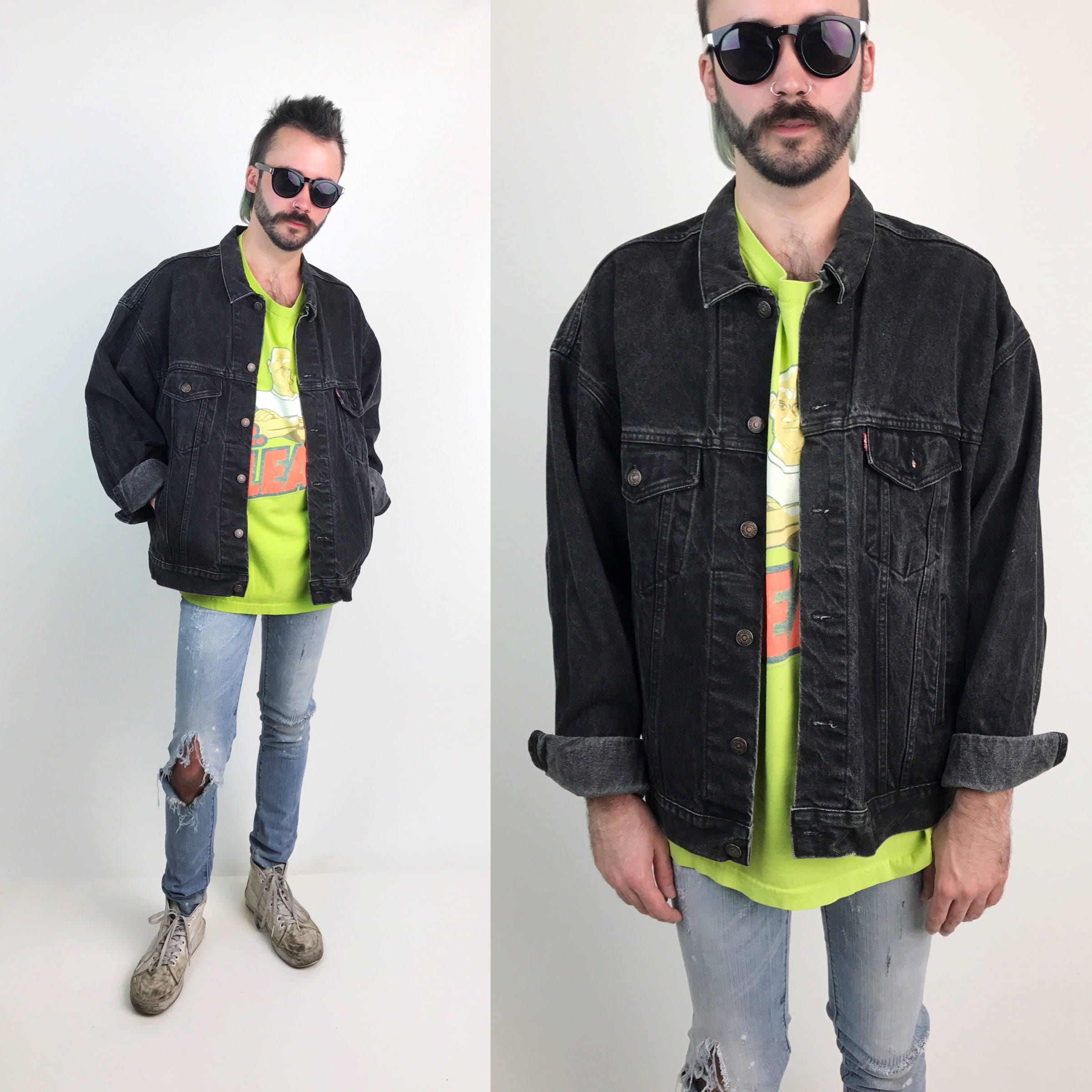 90's Black Levi Denim Jacket Mens Large 