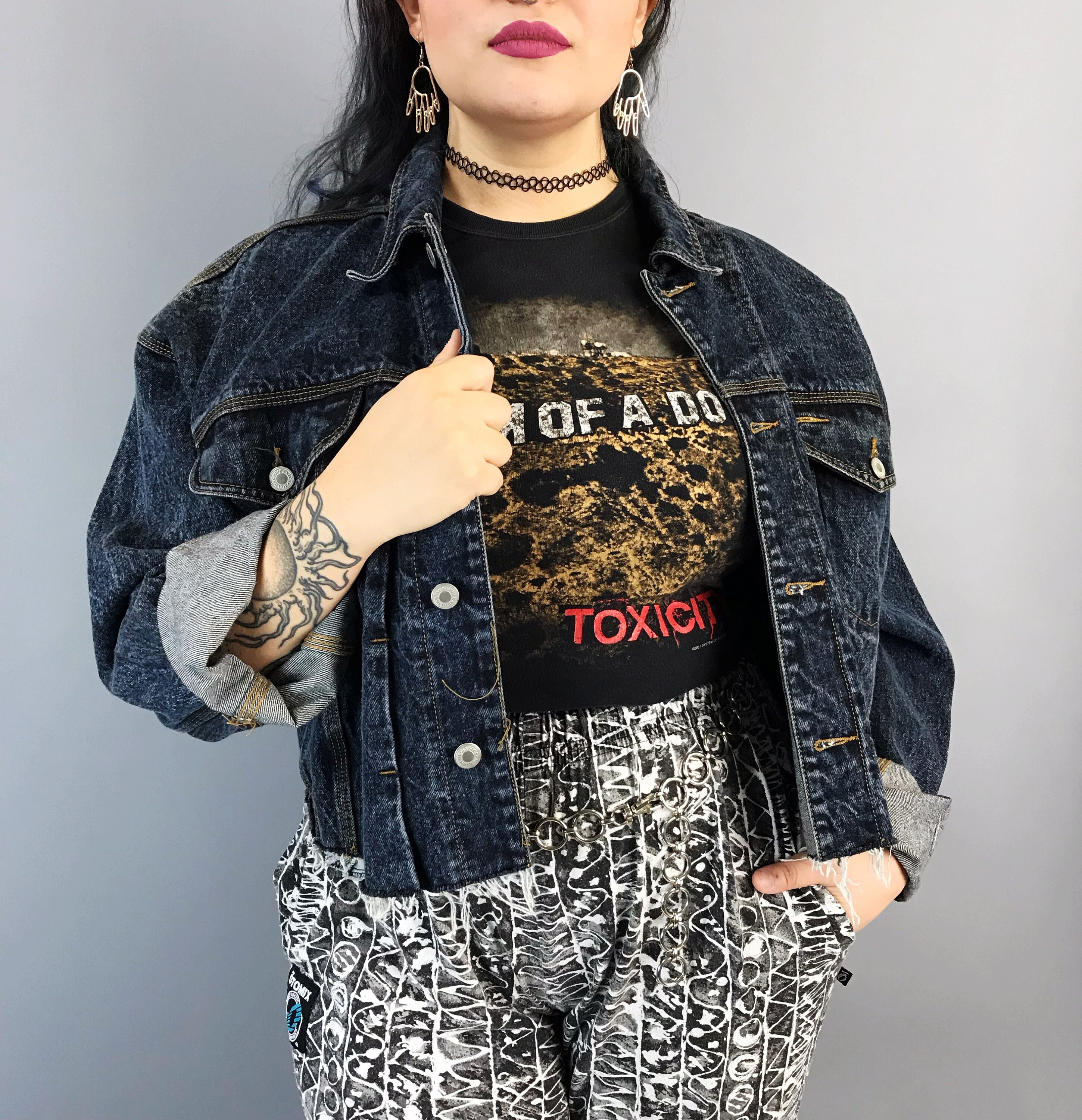 cropped baggy denim jacket