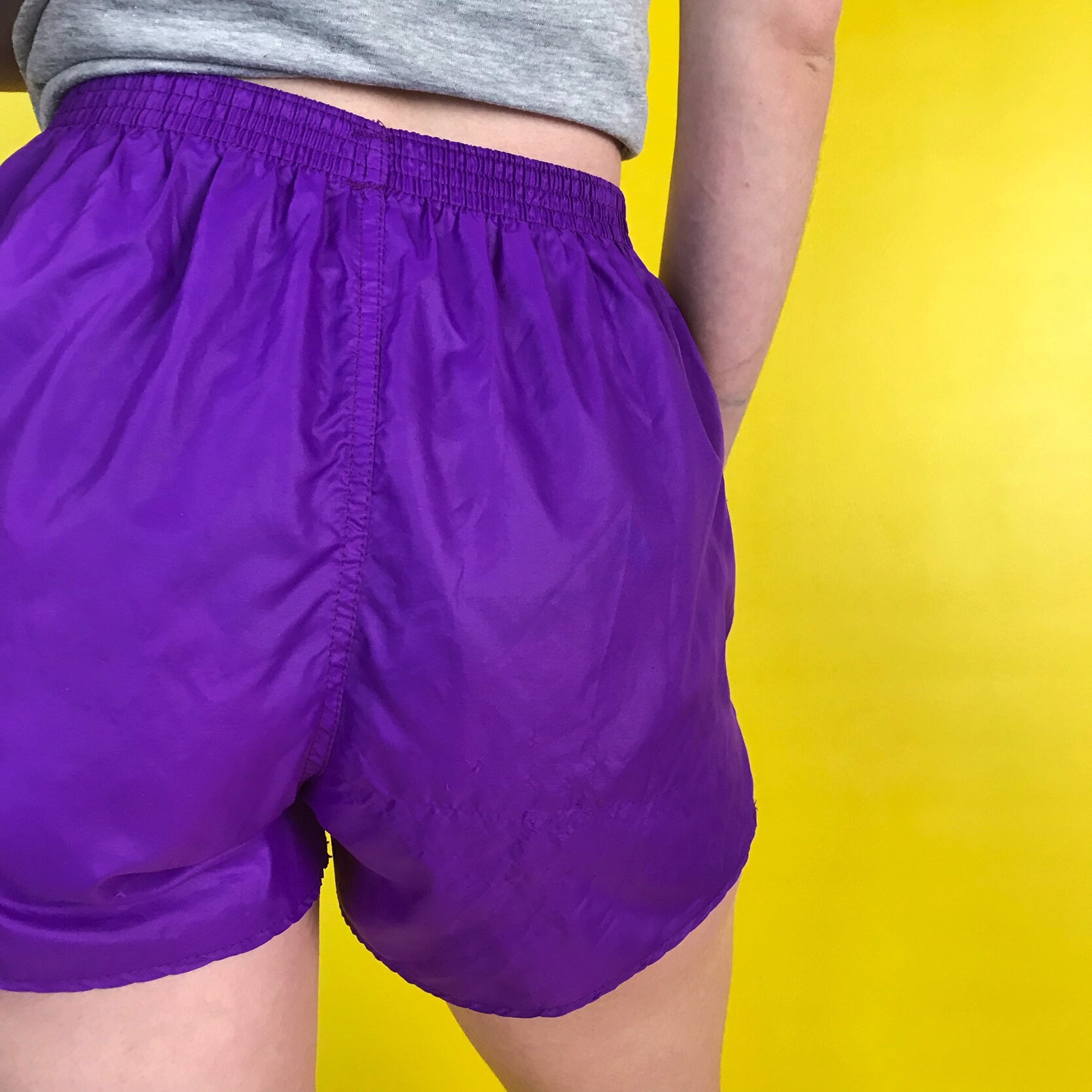 90s Purple Nylon Gym Shorts Small Athletic High Waist