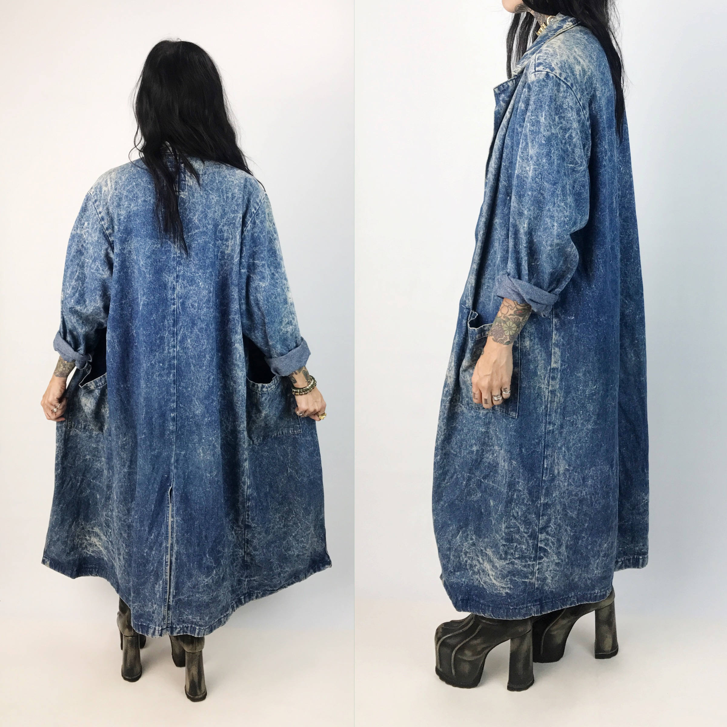 womens long denim duster