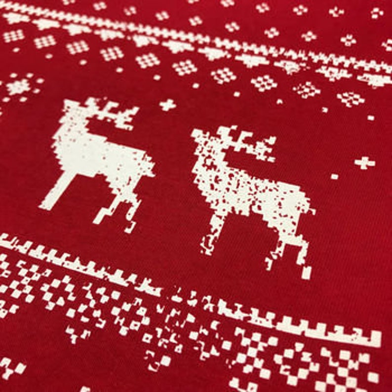 Mens / Festive / Christmas / Christmas Jumper style tee / Christmas T-shirt / Christmas tshirt / Reindeer / Long Sleeved / Gift for him 画像 6