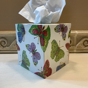 Whimsical Butterfly Decoupaged Tissue Box Cover