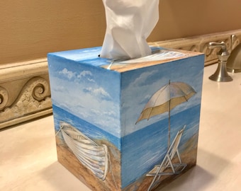 Beach Inspired Beach Chair  and Dingy Tissue Box Cover