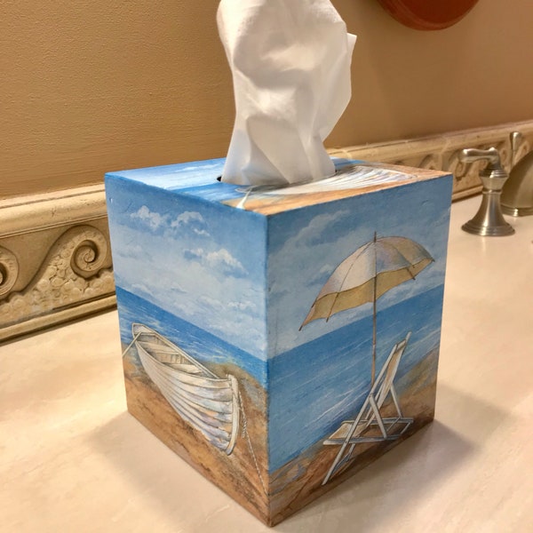 Beach Inspired Beach Chair  and Dingy Tissue Box Cover