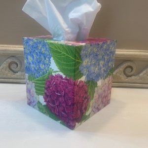 Multi-Colored Hydrangea (White Background) Beach Inspired Tissue Box Cover