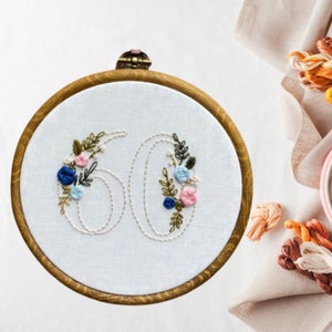 Floral Sixty | Embroidery Hoop Art PDF Pattern with Instructions | Digital Download