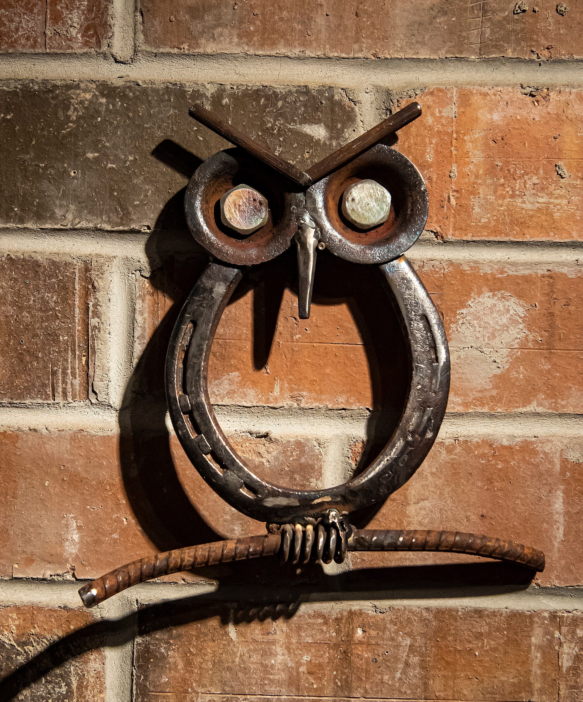 Owl on a Branch Good Luck Horseshoe Owl Metal Art Owl Etsy