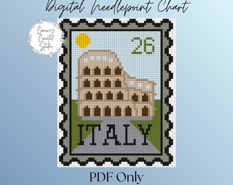 Reisstempel Italië: digitaal borduur- of borduurpatroon (alleen pdf)