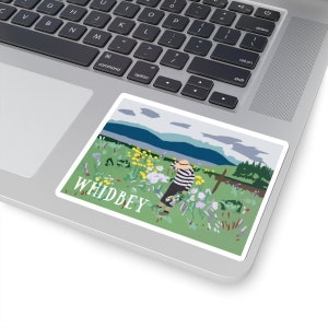 Whidbey Island Sticker; Ebey's Landing, Whidbey souvenir, whidbey gift, whidbey art, whidbey vacation, driftwood park, Kiss-Cut Stickers