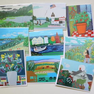 Assortiment de cartes d'art populaire joyeux, Vol.1, Cartes de voeux, Cartes de correspondance vierges, Cartes de correspondance artistiques, Cartes de correspondance colorées, Art populaire, Maud Lewis, PNW
