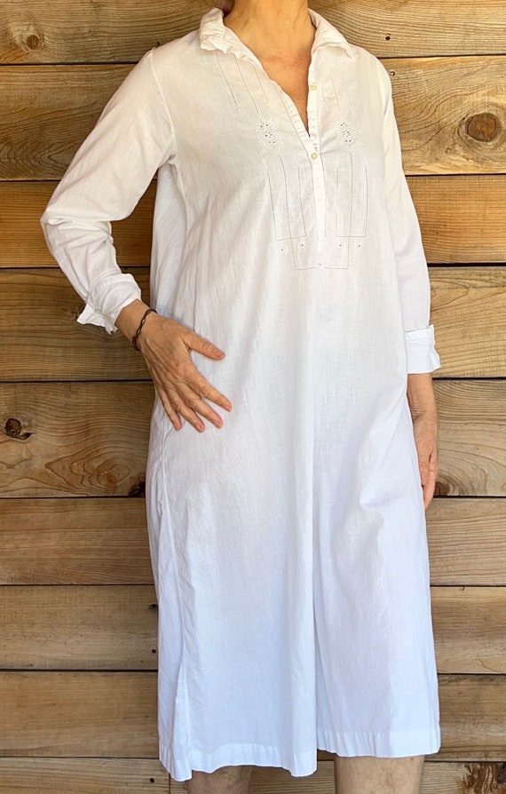 Antique Nightgown embroidered cotton lawn collar … - image 2