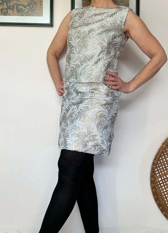 sixties silver suit mod gogo sleeveless skirt and… - image 2