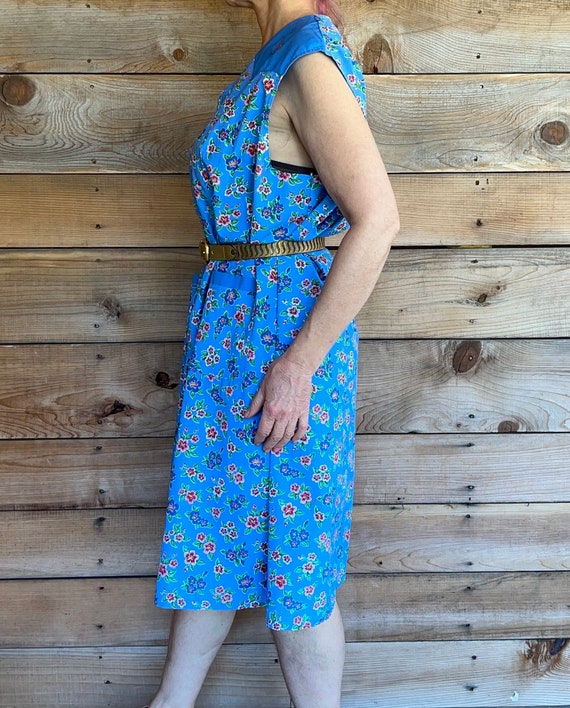 70s Housedress Floral Pockets Zipper Vintage European Summer