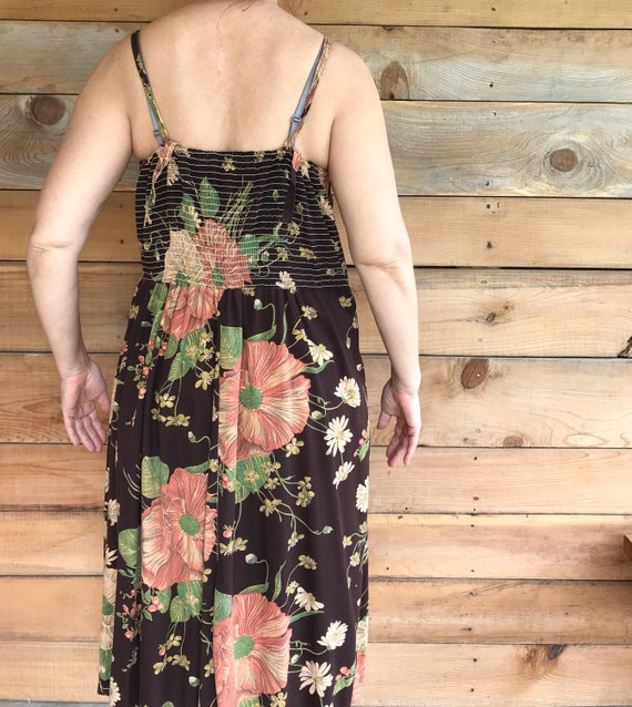Fities 50's Cotton Sundress Full Skirt Straps Pockets Floral Built in Bra  Medium 