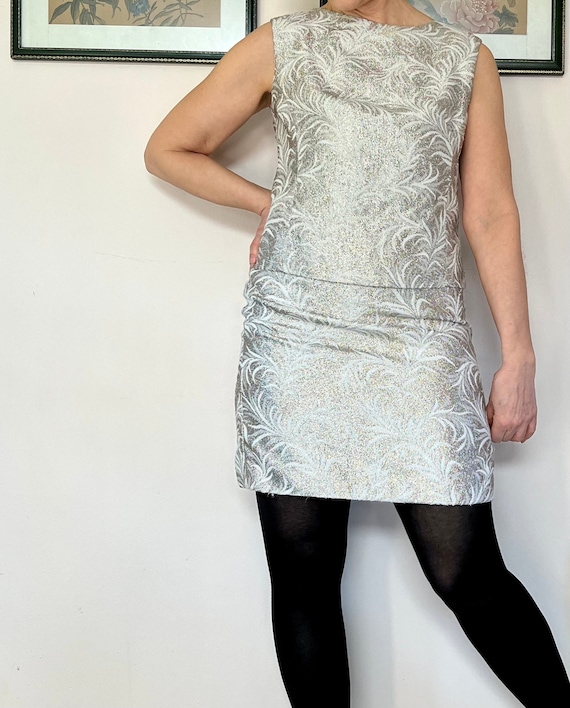 sixties silver suit mod gogo sleeveless skirt and… - image 1