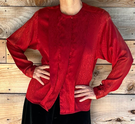 vintage silk blouse eighties 80s working girl lad… - image 2