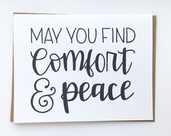 May You Find Comfort and Peace - Hand Lettered Greeting Card