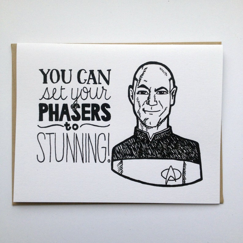 Set Your Phasers to Stunning Hand Lettered Greeting Card image 1
