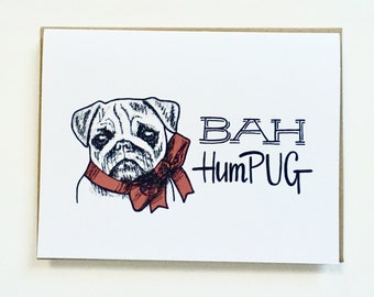 Bah HumPUG - Hand Lettered Holiday Card