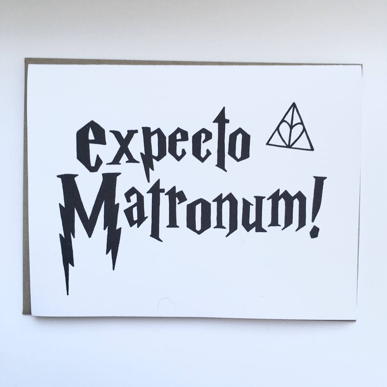 Expecto Matronum Hand Lettered Wedding Card image 1