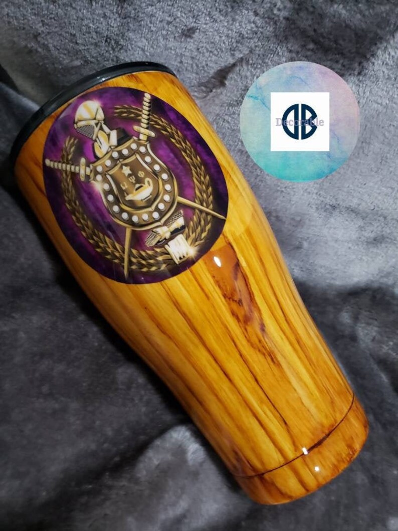 Woodgrain Omega Psi Phi tumbler | Etsy