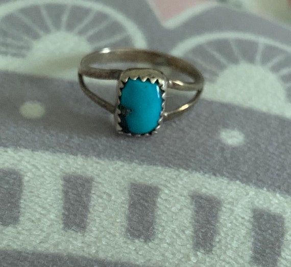 Native American minimalist Turquoise Ring sterlin… - image 1