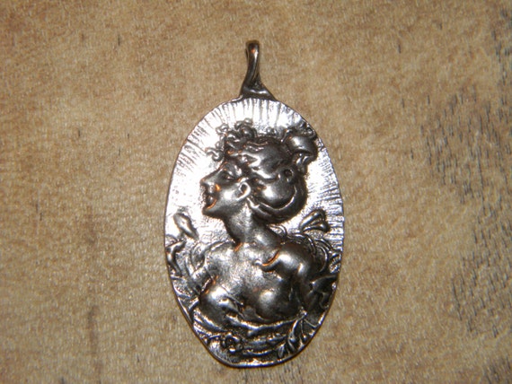Art Nouveau Sterling Silver Pendant - image 2