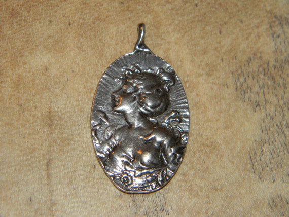 Art Nouveau Sterling Silver Pendant - image 1