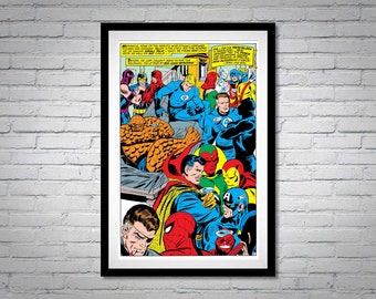 Cóctel de superhéroes Póster Cosa Pantera negra Visión Dr. Strange Hombre de hielo Ojo de halcón