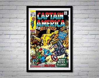 Captain America Issue 133 Comic Book Poster MODOK Bulldozer Falcon