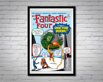 The Fantastic Four Issue 5 Doctor Doom Comic Book Poster Human Torch Thing Invisible Woman Mister