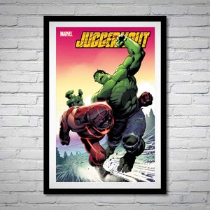 May include: A comic book cover featuring the Hulk and the Juggernaut in a fight. The Hulk is green and the Juggernaut is red. The cover is titled "Juggernaut" and has the Marvel logo in the top left corner.