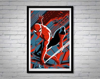 The Amazing Spider-Man Swing Red and Blue Building Poster
