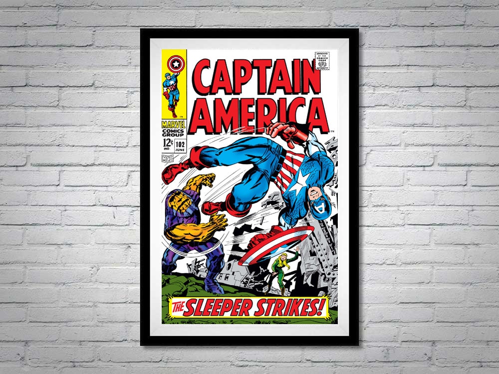 Captain America Issue 102 Comic Book Poster the Sleeper Strikes - Etsy
