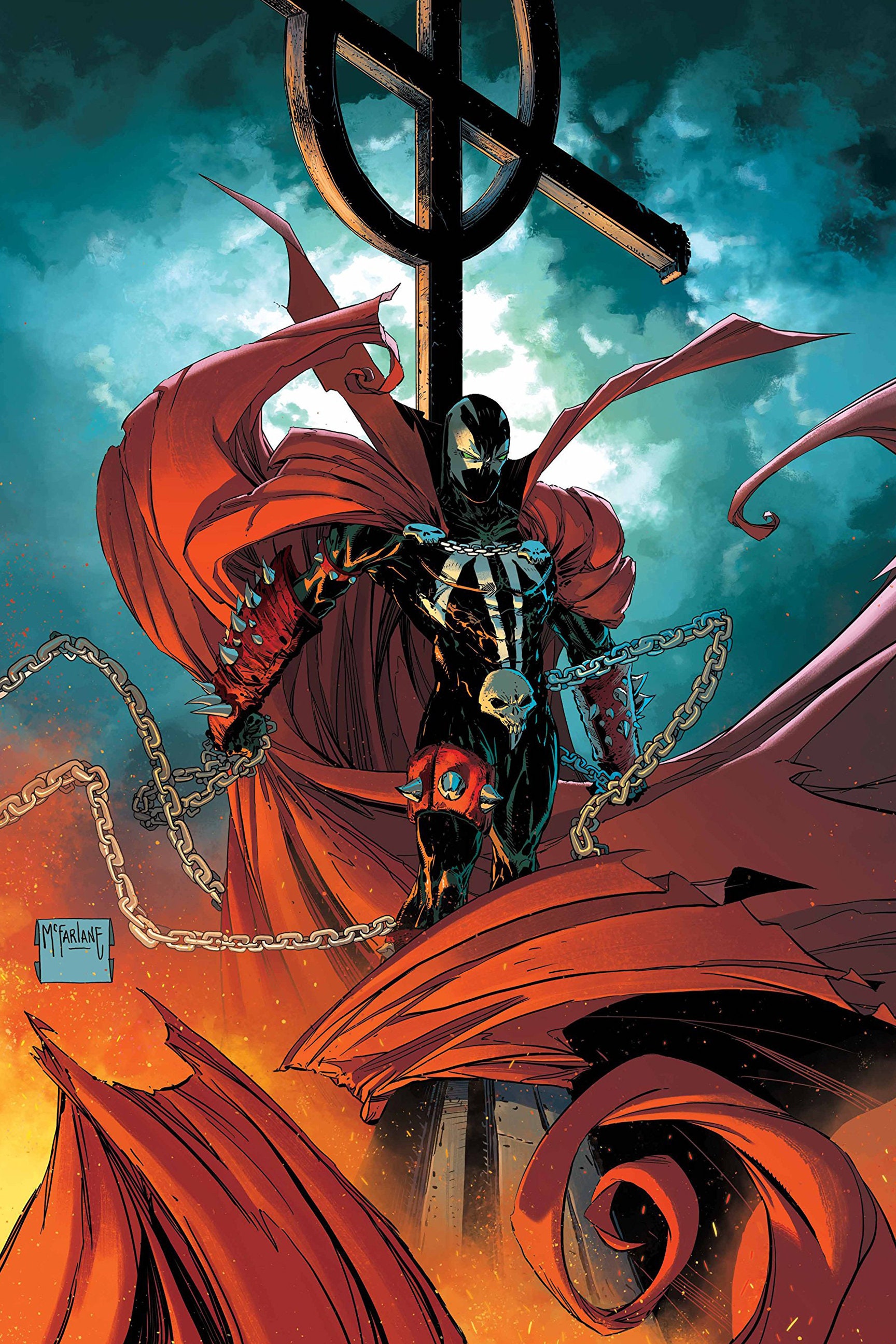SPAWN ポスター Spawn Al Simmons Comic Cross Background Poster - Etsy