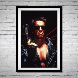 Terminator Movie Poster Arnold Schwarzenegger Black Background