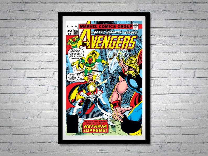 Avengers Issue 166 Comic Book Poster Count Nefaria Supreme Vision Thor ...