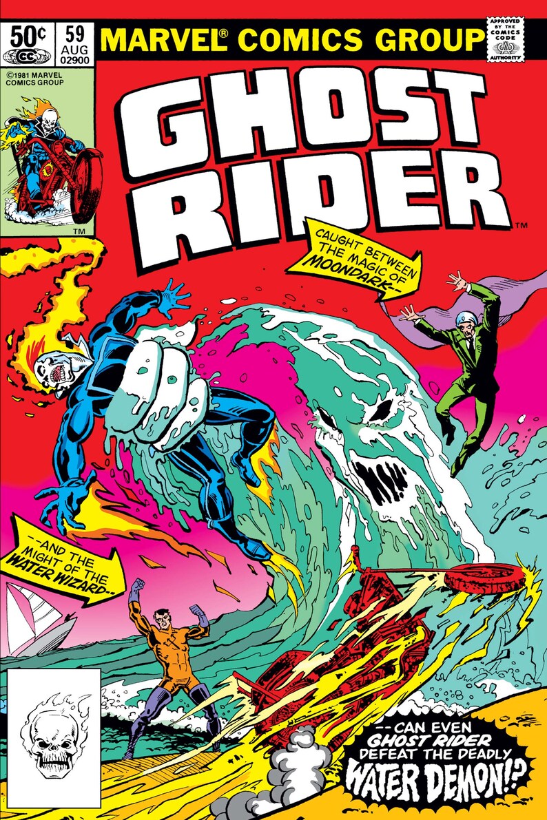 Water Ghost Rider Ghost Rider Issue 59 Comic Book Poster Water Wizard Demon - Etsy