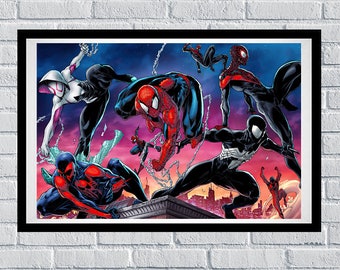 Spider-Man Spider-Gwen Miles Morales 2099 Peter Parker Poster