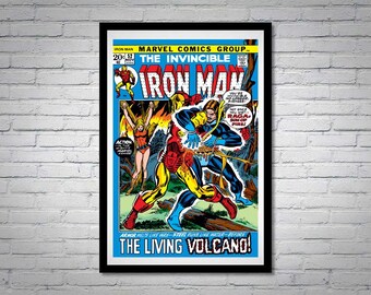 Póster de cómic de El hombre de hierro invencible, número 52 Volcán viviente