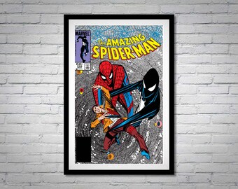 The Amazing Spider-Man Issue 258 Comic Book Poster Red Blue Black Suit