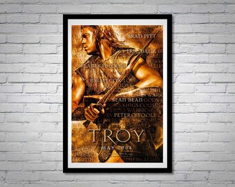 Troy Movie Poster Achilles Brad Pitt Gold