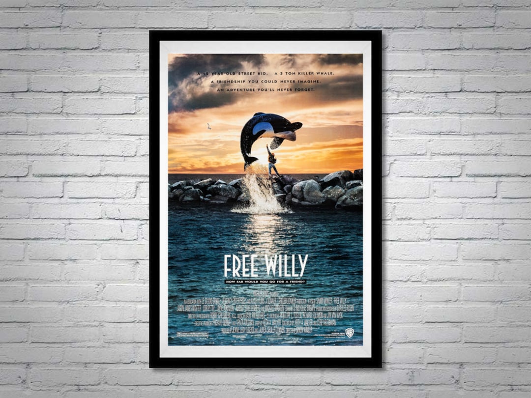 Free Willy Movie Poster Jason James Richter Killer Whale Orca Etsy
