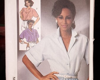 Misses' Simplicity 7482 Set of Easy To Sew Blouses Kimono Sleeves Button Front Size 16 18 20