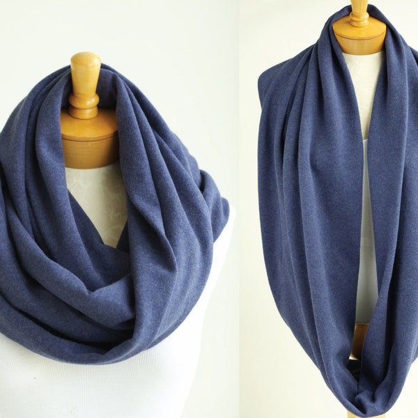 Blue jersey infinity scarf, monaco blue eternity scarf, loop scarf, infinity circle scarf