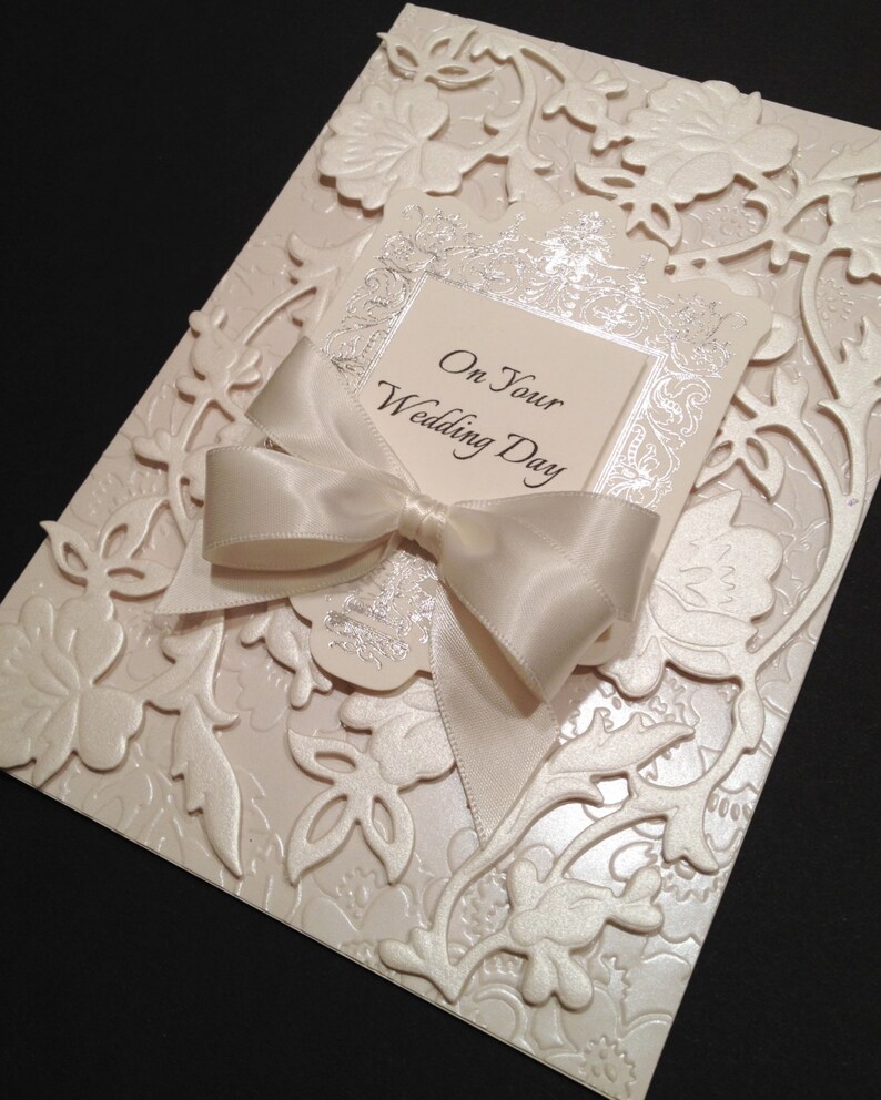 Fancy Ivory Floral Wedding Card with Silver Foil and Elegant Etsy