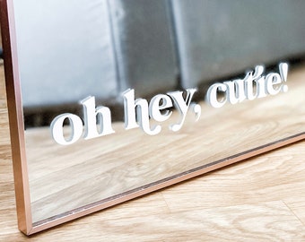 Oh Hey, Cutie Mirror Decal | Mirror Sticker | Vinyl Sticker | 9-Inch Decal