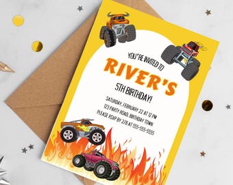 Monster Truck Birthday Party Invitation: Editable Template (DIY Digital Download)