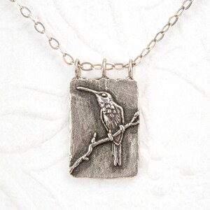 Hummingbird Necklace - Sterling Silver Bird Pendant