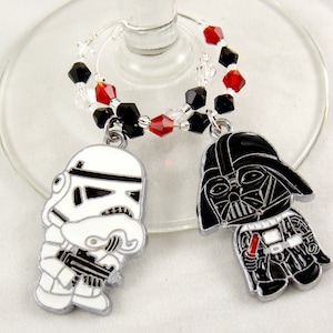 Disney Star Wars inspired His & Hers geeky wine glass charms Set of 2 Anime charms handmade wine charms party wine charms